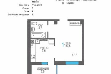 1-к квартира, 33 м², 2/8 эт.